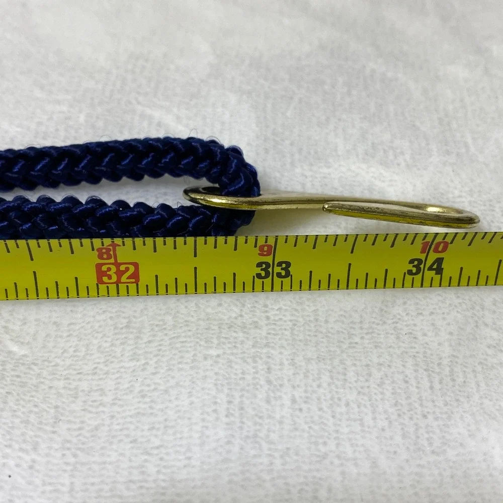 VTG Braided Navy Cord Rope Belt with Gold Tone Buckle‎ Adjustable Stetches